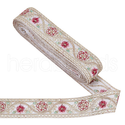 Polyester Flower Embroidery Lace Trim OCOR-WH0090-93-1