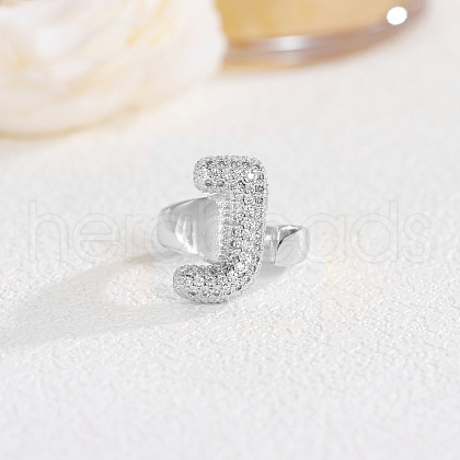 Brass Micro Pave Clear Cubic Zirconia Cuff Rings FS-WG4832E-20-1