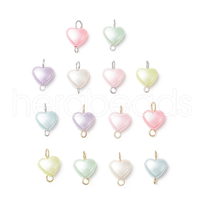 14Pcs 14 Styles Imitation Pearl Acrylic Heart Connector Charms PALLOY-JF03916-1
