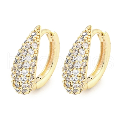 Brass Micro Pave Clear Cubic Zirconia Hoop Earrings for Women EJEW-S228-07G-1
