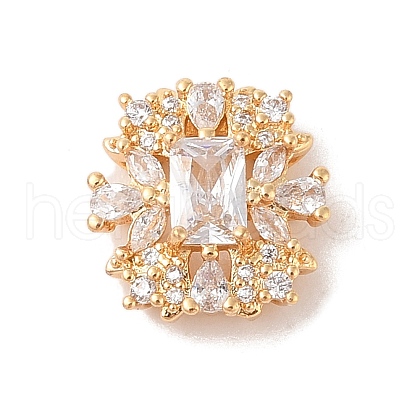 Brass Micro Pave Cubic Zirconia Beads with Glass KK-B100-075G-01-1