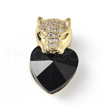Real 18K Gold Plated Rack Plating Brass Micro Pave Clear Cubic Zirconia Pendants KK-C015-19G-06-1