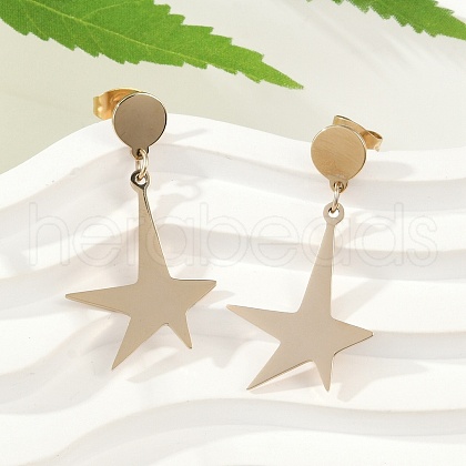 304 Stainless Steel Dangle Stud Earrings EJEW-Z089-13G-1