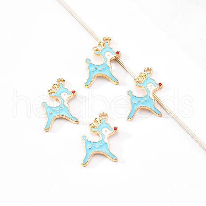 20Pcs Light Gold Alloy Enamel Pendants ENAM-YW0001-73B-1