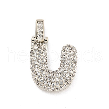 Brass Micro Pave Clear Cubic Zirconia Pendants KK-B099-01P-U-1