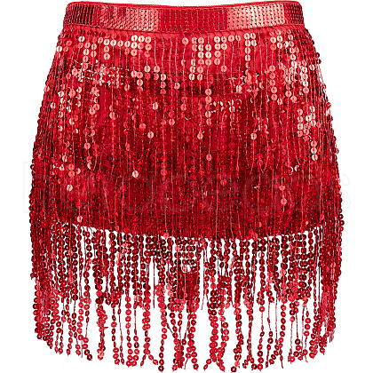 Polyester with Glitter Waist Belt with Curb Chains AJEW-WH0166-70B-1