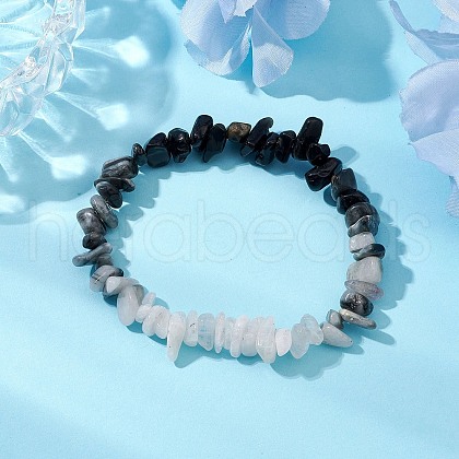Natural Eagle Eye Stone Chips Beaded Stretch Bracelets for Women BJEW-TA00557-05-1