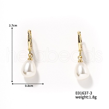 Elegant French Style Fashion Imitation Pearl Hoop Earrings for Women with Shiny Design BD2550-3-1
