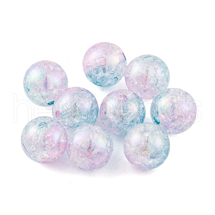 UV Plating Rainbow Iridescent Acrylic Crackl Beads PACR-C009-02H-1