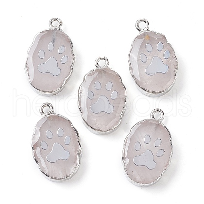 Natural Quartz Crystal Oval Pendants G-C102-07P-01-1