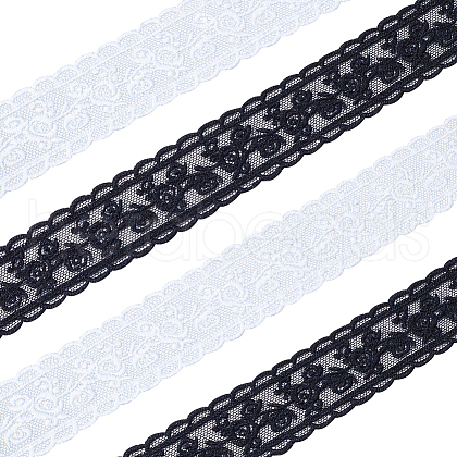 Gorgecraft 10 Yards 2 Colors Milk Fiber Embroidery Flower Lace Trim SRIB-GF0001-32-1