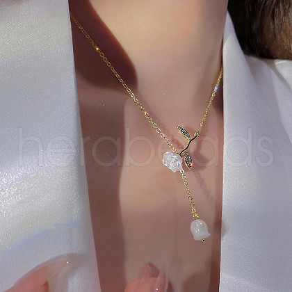 Alloy & Resin Flower Pendant Necklaces FS-WG2316F-02-1