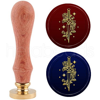 Brass Wax Seal Stamp with Handle AJEW-WH0184-0519-1