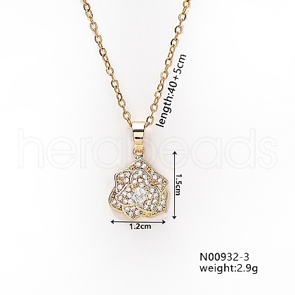 Brass with Rhinestone Pendant Necklaces OP1467-2-1