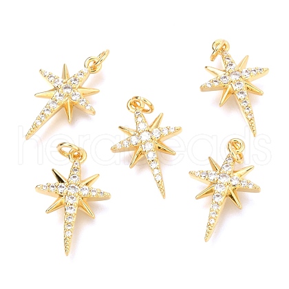 Brass Micro Pave Clear Cubic Zirconia Pendants ZIRC-O036-38G-1