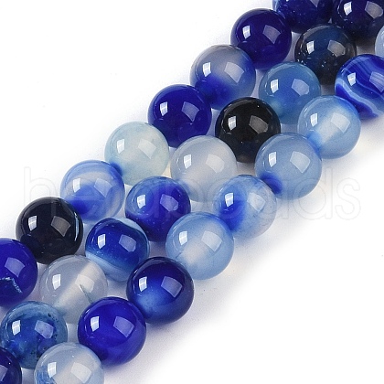Natural Striped Agate/Banded Agate Beads Strands G-Z060-A01-B25-1