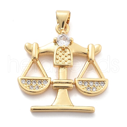 Rack Plating Brass Micro Pave Cubic Zirconia Pendants KK-H449-67G-01-RS-1