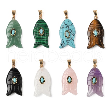 Natural & Synthetic Mixed Gemstone Carved Pendants G-Z084-01G-1