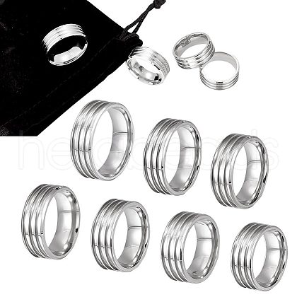 Unicraftale 7Pcs 7 Size 304 Stainless Steel Triple Grooved Finger Rings Set for Women RJEW-UN0002-36P-1