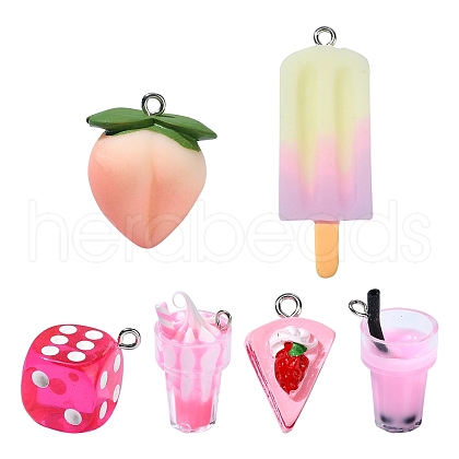 30Pcs 6 Styles Opaque Resin Pendants RESI-YW0001-67A-1