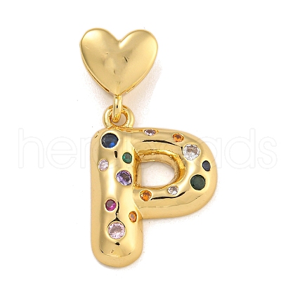 Brass Micro Pave Colorful Cubic Zirconia Pendants KK-P281-01G-P-1