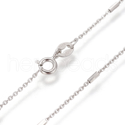 Anti-Tarnish Rhodium Plated 925 Sterling Silver Cable Chain Necklaces STER-L059-15P-1