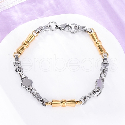 201 Stainless Steel Byzantine Chain Bracelets BJEW-B078-159GP-1
