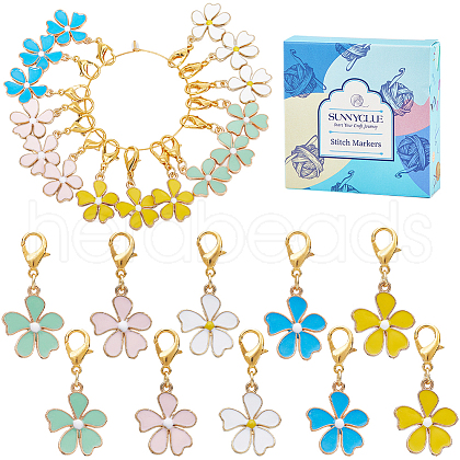 Alloy Enamel Flower Pendant Decoratoins HJEW-SC00060-1
