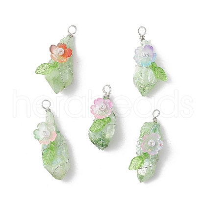 Electroplated Raw Natural Quartz Crystal Teardrop Copper Wire Wrapped Pendants PALLOY-JF03842-01-1