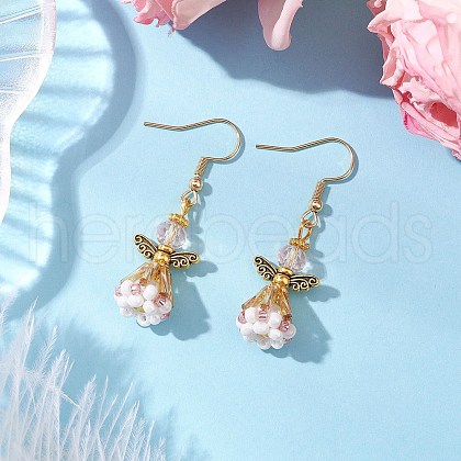 Angel Handmade Glass Seed Beads Dangle Earrings for Women EJEW-MZ00395-02-1