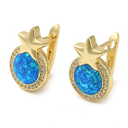 Rack Plating Brass Synthetic Opal Hoop Earrings for Women EJEW-P277-03B-G-1