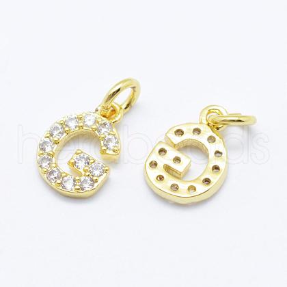 Brass Micro Pave Grade AAA Cubic Zirconia Charms ZIRC-P067-11G-G-NR-1