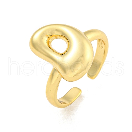 Brass Letter Open Cuff Rings for Women RJEW-G313-01D-G-1