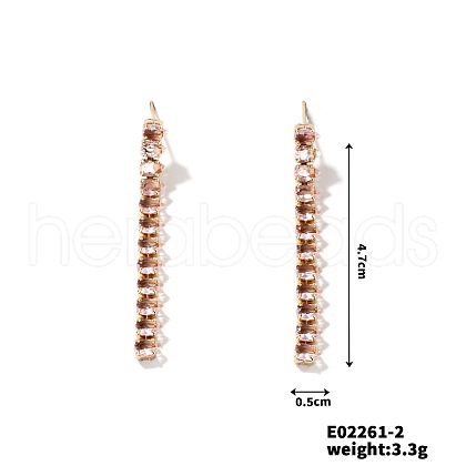 Dainty Japanese Teardrop Style Stud Earrings with Tassels and Rhinestones RD3372-1-1