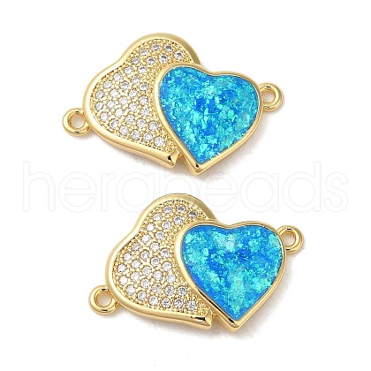 Rack Plating Brass Micro Pave Clear Cubic Zirconia Connector Charms KK-P268-20G-04-1