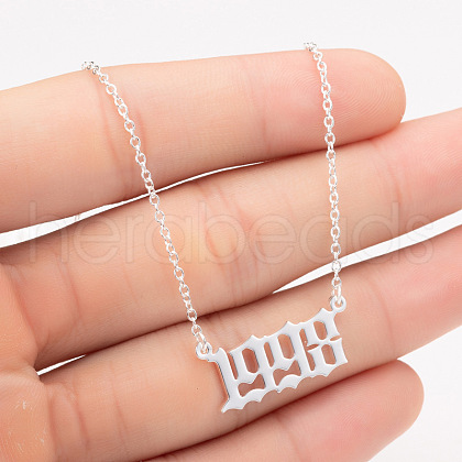 1998 Birth Year Number 201 Stainless Steel Pendant Cable Chain Necklaces FS-WGB5F08-25-1