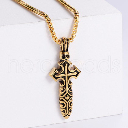 Cool Stainless Steel Cross Punk Hip-hop Fashion Men's Pendant Necklaces VC8273-2-1
