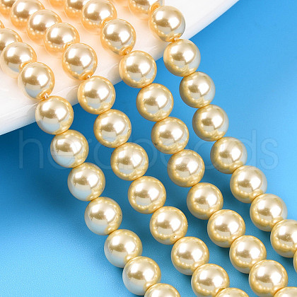 Baking Painted Pearlized Glass Pearl Bead Strands HY-N002-6mm-A09-1