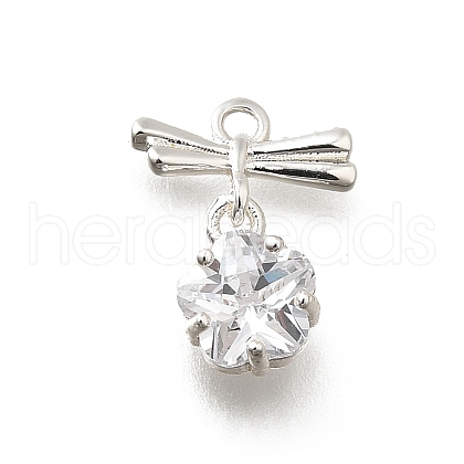 Brass Cubic Zirconia Charms KK-K378-49S-1
