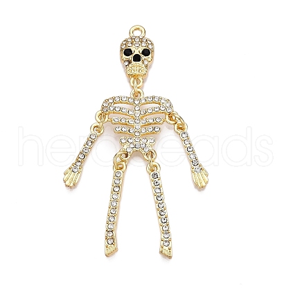 Rack Plating Alloy Rhinestone Pendants PALLOY-T091-01KCG-RS-1