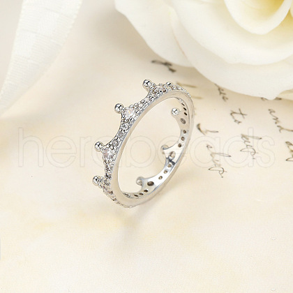 Crown Brass Micro Pave Clear Cubic Zirconia Finger Rings for Women FS-WG9962F-04-1