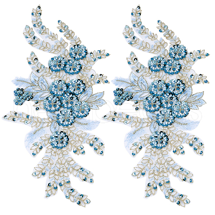 3D Flower Polyester Embroidery Sew on Appliques PATC-WH0012-02B-1