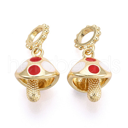 Brass Enamel European Dangle Charms KK-N265-01G-1