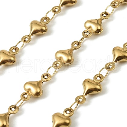 304 Stainless Steel Heart Link Chains CHS-A017-02B-G-1