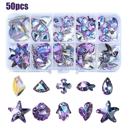 48Pcs 10 Styles Electroplate Glass Pendants GLAA-YW0003-53-1