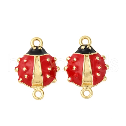 Brass Red and Black Enamel Connector Charms KK-I276-16G-1