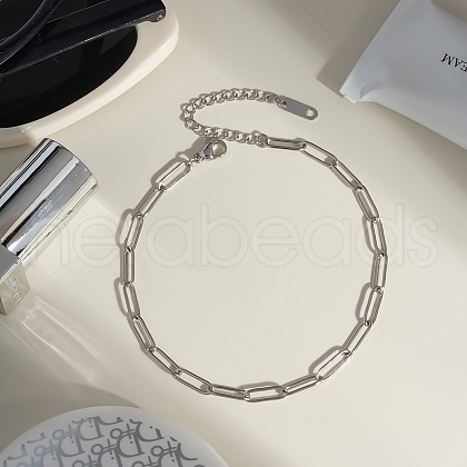 Stainless Steel Paperclip Chain Anklets for Women RC7238-2-1