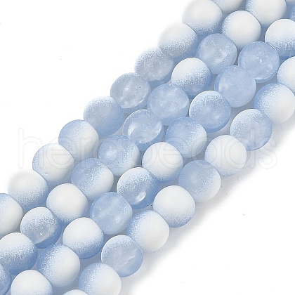 Frosted Crackle Glass Beads Strands X1-GLAA-U001-6mm-M14-1