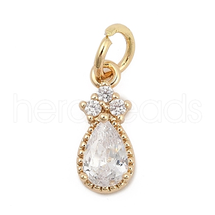 Brass Micro Pave Cubic Zirconia Charms KK-Q096-15B-G-1