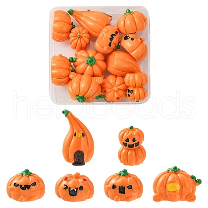 12Pcs 6 Styles Autumn Opaque Resin Pumpkin Cabochons RESI-YW0001-36-1